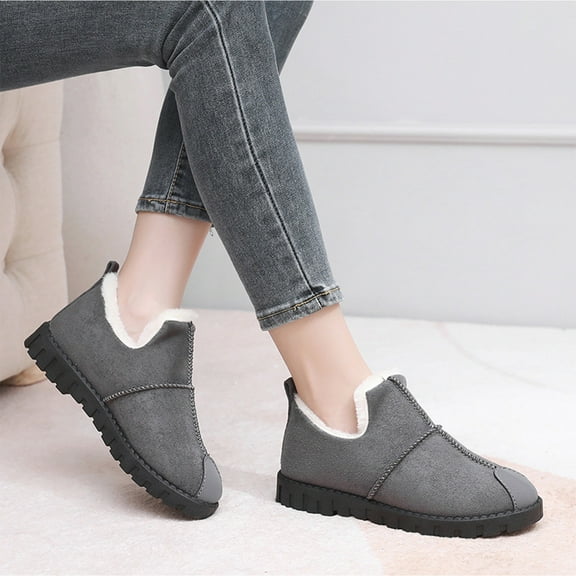 Slippers for Women Comfortable Non-Slip Solid Color Cozy Soft House Shoes Winter Slippers Basic Everyday Footwear Plush Flat Shoes Furry Warm Fleeces