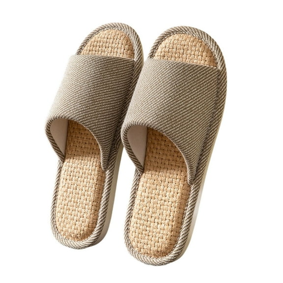 Slippers for Women,Comfortable Slippers Lightweight Linen Indoor Casual Home Footwear For Couples,Womens Slippers,Coffee,10