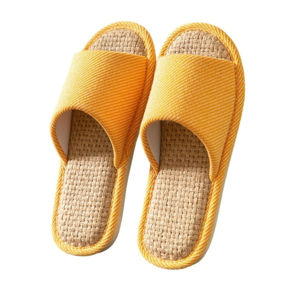 Slippers for Women,Comfortable Slippers Lightweight Linen Indoor Casual Home Footwear For Couples,Womens Slippers,Orange,6