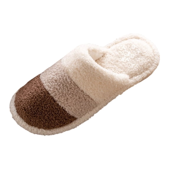 Slippers for Women,Cozy Two Tone Slippers For Couples Winter Outdoor Style Home Slippers With Sole For Warmth And Comfort,Womens Slippers,Coffee,9