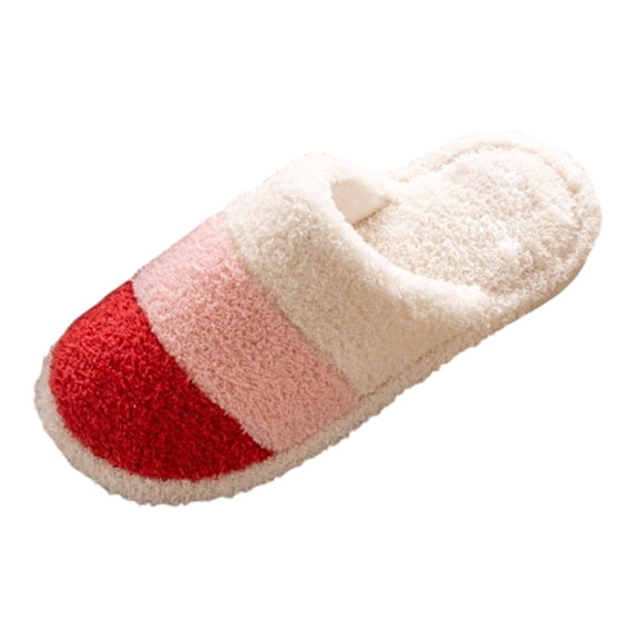 Slippers for Women,Cozy Two Tone Slippers For Couples Winter Outdoor Style Home Slippers With Sole For Warmth And Comfort,Womens Slippers,Red,7