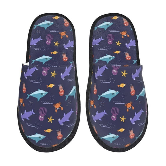 Slippers for Women, Cute Shark Octopus Crab Starfish Womens Slippers Fuzzy Winter House Shoes, Soft Anti-Skid Slippers Indoor and Outdoor