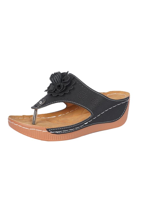 Slippers for Women,Ergonomic Design Wedge Toe Post Sandals Mitigate Foot Fatigue Comfortable And Functional Shoes,Womens Slippers,Black,6