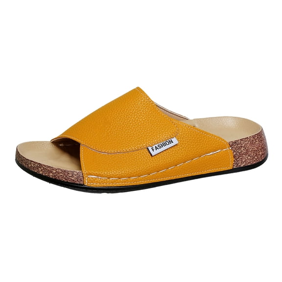 Slippers for Women,Fashion Solid Color Open Toe Thick Platform Casual Slide Sandals Comfortable Slippers for Everyday Wear,Womens Slippers,Yellow,6