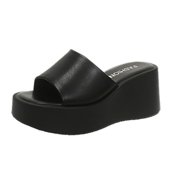 Slippers for Women,Fashion Solid Color Platform Slippers Temperament Comfortable Breathable Shoes,Womens Slippers,Black,6.5