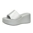thumbnail image 1 of Slippers for Women,Fashion Solid Color Platform Slippers Temperament Comfortable Breathable Shoes,Womens Slippers,Silver,6.5, 1 of 7