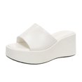 thumbnail image 1 of Slippers for Women,Fashion Solid Color Platform Slippers Temperament Comfortable Breathable Shoes,Womens Slippers,White,6.5, 1 of 7