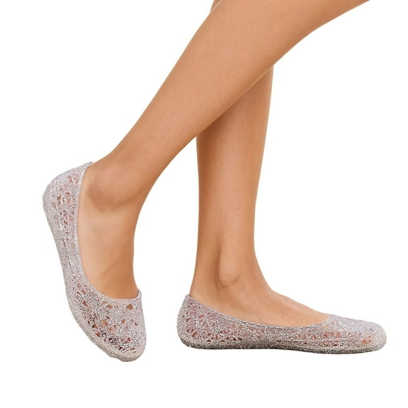 Slippers for Women Fuzzy Breathable Flat Shoes Open Toe Hollow Out Jelly Sandals on Casual Comfortable Beach Walking Footwear 41 Size