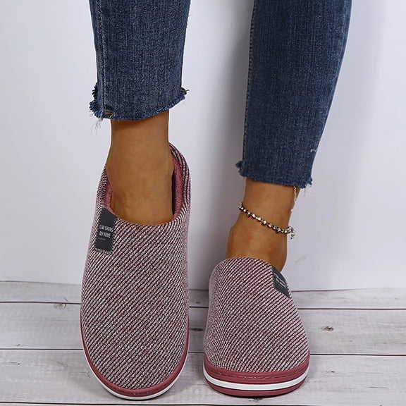 Puffy Cozy Slipper, Winter Fuzzy Warm Plush House Warm Slides for Women (Watermelon Red 37)