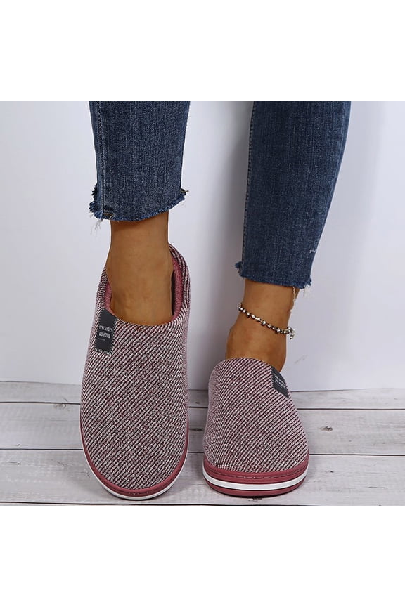 Puffy Cozy Slipper, Winter Fuzzy Warm Plush House Warm Slides for Women (Watermelon Red 37)