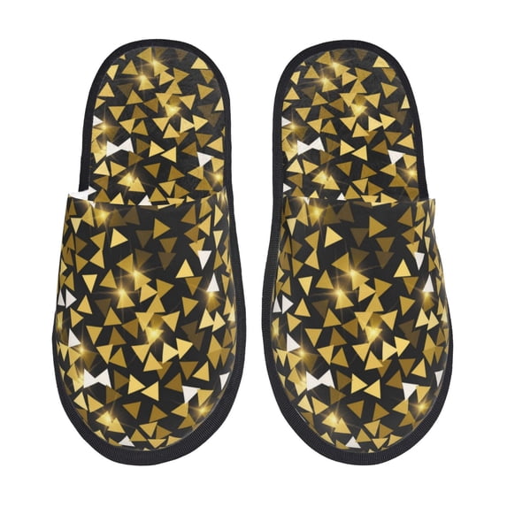 Slippers for Women, Gold Glitter lightning B Womens Slippers Fuzzy Winter House Shoes, Soft Anti-Skid Slippers Indoor and Outdoor