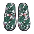 thumbnail image 1 of Slippers for Women, Hawaiian Style Green Leaves Womens Slippers Fuzzy Winter House Shoes, Soft Anti-Skid Slippers Indoor and Outdoor, 1 of 5