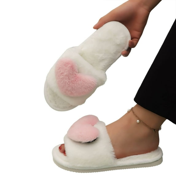 Slippers for Women,Heart Slippers Indoor Cozy Fuzzy Shoes With Non- Sole for Home Comfort And Daily Relaxation,Womens Slippers,Light Pink,37