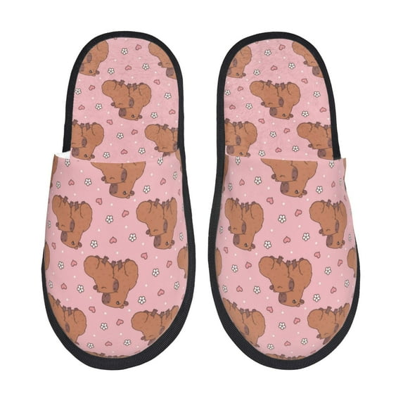 Slippers for Women, Heart capybara Womens Slippers Fuzzy Winter House Shoes, Soft Anti-Skid Slippers Indoor and Outdoor