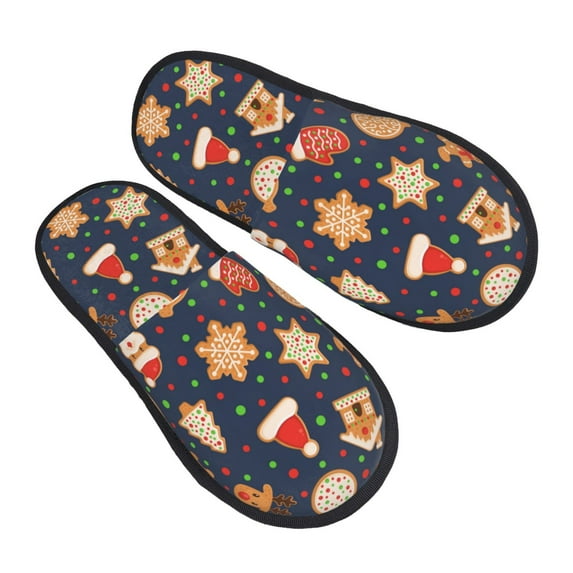 Slippers for Women, Holiday Gingerbreads Womens Slippers Fuzzy Winter House Shoes, Soft Anti-Skid Slippers Indoor and Outdoor