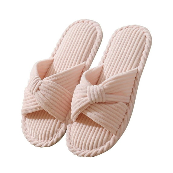 Slippers for Women House Bedroom Corduroy Bow Crossbands Slide Slipper Shoes Comfy Trendy Gift Slippers