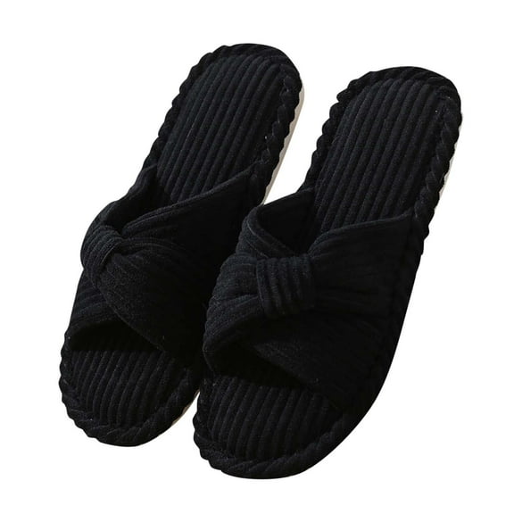 CHUMUD Slippers for Women House Bedroom Corduroy Bow Crossbands Slide Slipper Shoes Comfy Trendy Gift Slippers