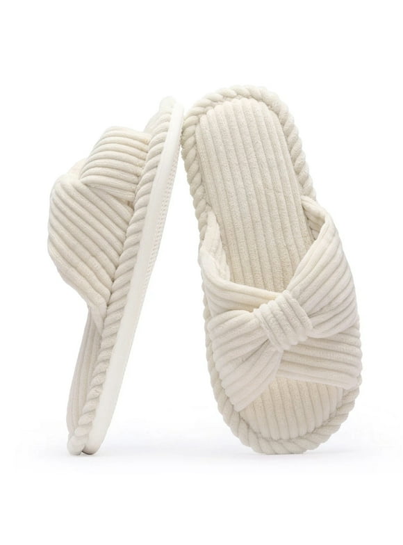 Slippers for Women Cloud Like Memory Foam Slides Trendy Corduroy Design