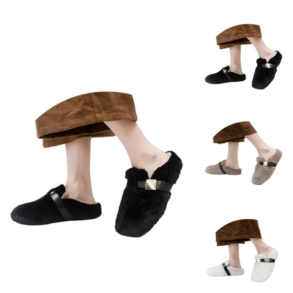 Slippers for Women House Shoes Indoor Outdoor Cozy Fuzzy Slides Soft Lined Warm Loafer Slippers for Fall Winter Home Comfort