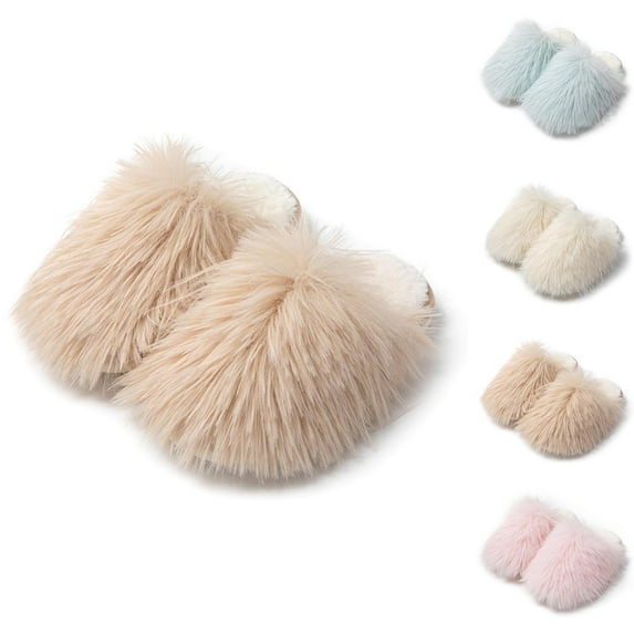 Slippers for Women Indoor Casual Slip-on Flats Home Outdoor Solid Color Slippers with Velvet Close Toe Warm House Slides Shoes Pink 5.5