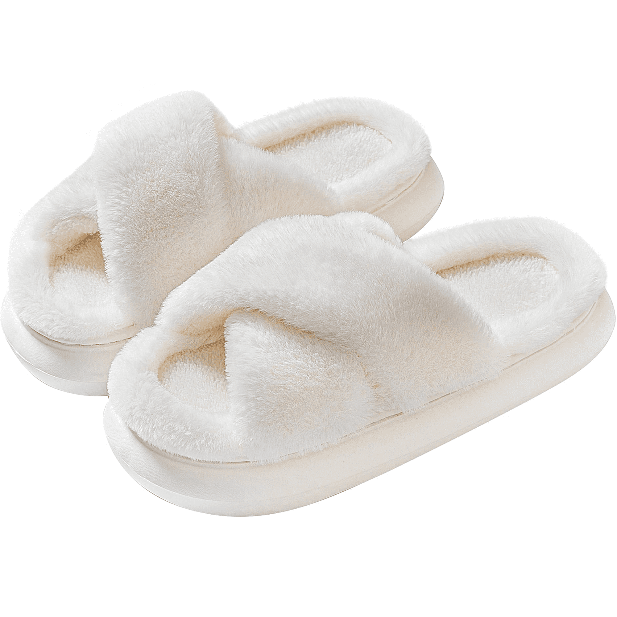 Slippers for Women Indoor, Women's Fuzzy Slippers, Cross Band Slippers ...