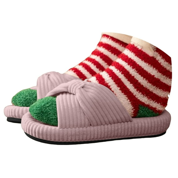 Slippers for Women Indoor and Outdoor Bow Crossbands Memory Foam House Bedroom Corduroy Slides Shoes