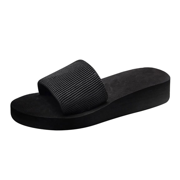 Slippers for Women,Ladies Shoes Summer Fashion Beach Sandals Nesh Elastic Band Wedge Sandals,Womens Slippers,Black,7.5