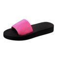 thumbnail image 1 of Slippers for Women,Ladies Shoes Summer Fashion Beach Sandals Nesh Elastic Band Wedge Sandals,Womens Slippers,Hot Pink,8, 1 of 3