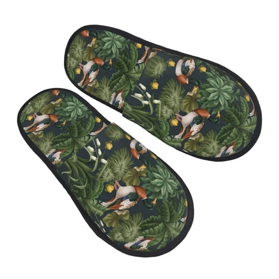 Slippers for Women, Mallard Ducks And Water Womens Slippers Fuzzy Winter House Shoes, Soft Anti-Skid Slippers Indoor and Outdoor