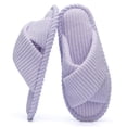 thumbnail image 1 of Goewy Women's Open Toe Slippers with Memory Foam, Anti-Skid Indoor Outdoor House Shoes, Fuzzy Corduroy, Purple, Size 11-12, 1 of 5
