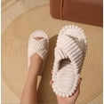 thumbnail image 1 of Slippers for Women Memory Foam House Bedroom Corduroy Crossbands Open Toe Slides Sandals Shoes Comfy Trendy Gift for womens Anti-Skid sole, 1 of 8