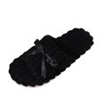thumbnail image 1 of Slippers for Women Memory Foam House Womens Slipper Slides Home Bedroom Bathroom Spa Open Toe Corduroy Cute Bow Slippers Cozy Comfortable Black, 1 of 9