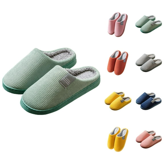 Slippers for Women Men 2025 Fall Winter Fleece Lined Soft Comfort Warm Slip On Slides Indoor House Slippers