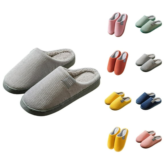 Slippers for Women Men 2025 Fall Winter Fleece Lined Soft Comfort Warm Slip On Slides Indoor House Slippers