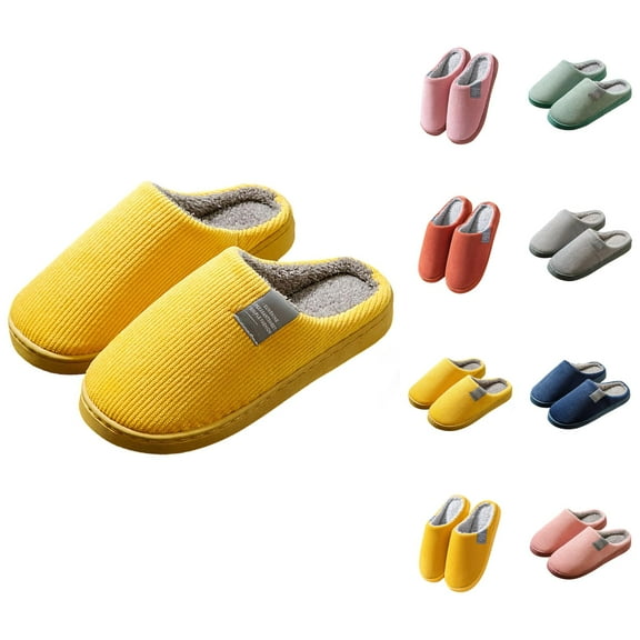 Slippers for Women Men 2025 Fall Winter Fleece Lined Soft Comfort Warm Slip On Slides Indoor House Slippers