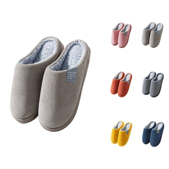 Slippers for Women Men 2025 Fall Winter Fleece Lined Soft Warm Comfort Slip On Slides Indoor House Slippers