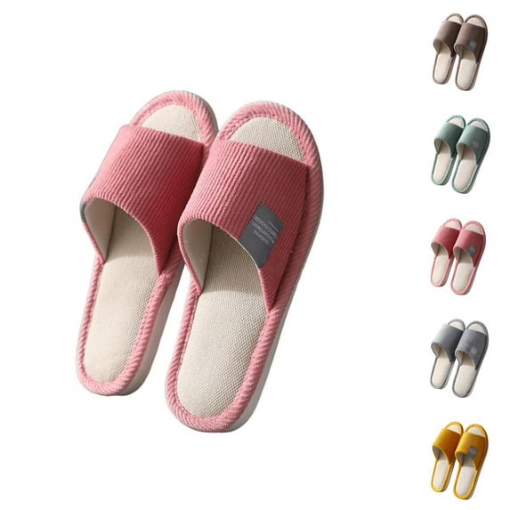 Slippers for Women Men 2025 Fall Winter Linen Non Slip Moisture Wicking Slip On Slides Indoor House Slippers