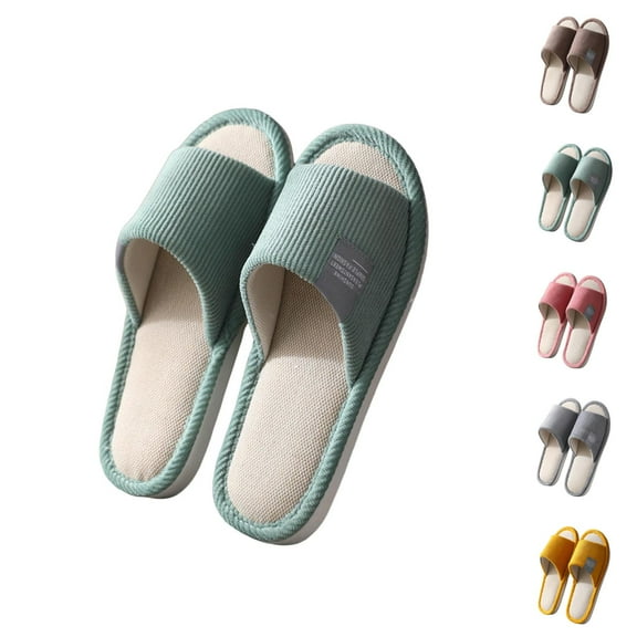 Slippers for Women Men 2025 Fall Winter Linen Non Slip Moisture Wicking Slip On Slides Indoor House Slippers