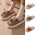 thumbnail image 1 of Slippers for Women Men Casual Slip-on Flats Home Indoor Outdoor Close Toe Unisex Couples House Slippers Khaki 10, 1 of 6