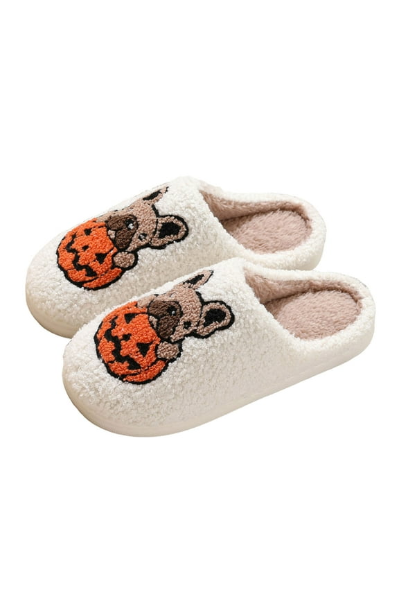 Slippers for Women Men Cozy Plush Cute Slip on House Shoes Indoor Outdoor Home Slides for Halloween Christmas