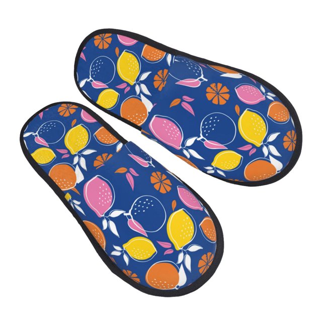 Slippers for Women Men, Cute Colorful Lemon House Bedroom Slippers