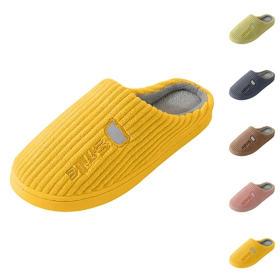 Slippers for Women Men Fall Winter Fleece Lined Warm Cozy Memory Foam Platform Slip On Slides Indoor House Slippers
