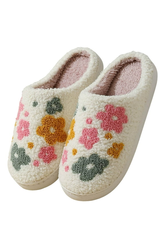 Slippers for Women Men Plush Fuzzy House Shoes Non Slip Winter Indoor Outdoor Slides Cute Ghost Pumpkin Bat Designs