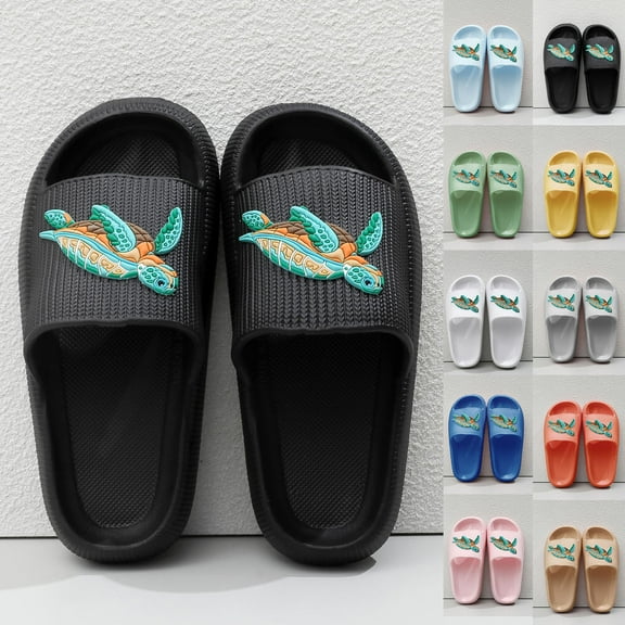 Slippers for Women Men Slip-on Round Toe Flat Heel Slides Unisex Casual Couple's Indoor Print Soft-Soled Home Slippers