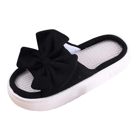 Slippers for Women,Open Toe Bow Slide Slippers With Thick Comfort Sole Relaxation And Everyday Casual Wear,Womens Slippers,Black,6