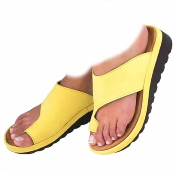 Slippers for Women,Orthopedic Summer Sandals Comfortable Dressy Arch Support Orthopedic Toe Ring On Slippers,Womens Slippers,Yellow,36
