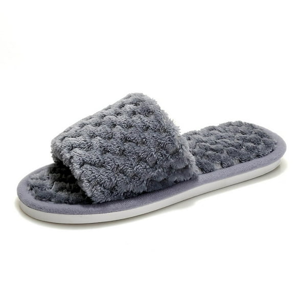 Slippers for Women,Plu Sh Open Toecotton Slippers Flat Bottom Warm Indoor Non Home,Womens Slippers,Grey,6.5