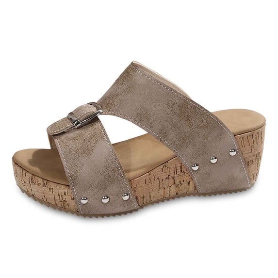 Slippers for Women,Slippers Comfortable Open Toe Sandals With Thick Sole For Casual Outdoor Relaxation Summer Style,Womens Slippers,Khaki,8.5