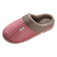 thumbnail image 1 of Slippers for Women,Slippers Couple Autumn Winter Solid Color Leather Warm Padded for Cozy Indoor,Womens Slippers,Z04 Pink,38, 1 of 9