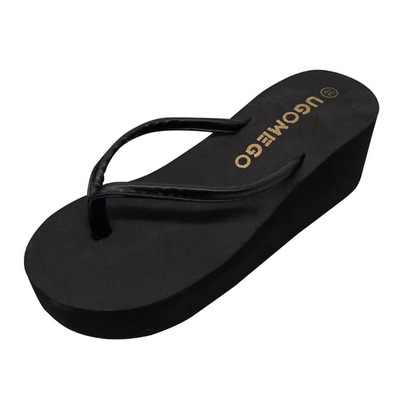 Slippers for Women,Slippers Slope Heel Thick Sole Beach Slippers Fashion Simple Beach Shoes Waterproof Sandals,Womens Slippers,Black,8